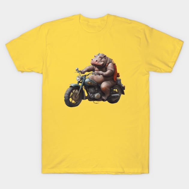 Hippo Bike Rider T-Shirt by CS77